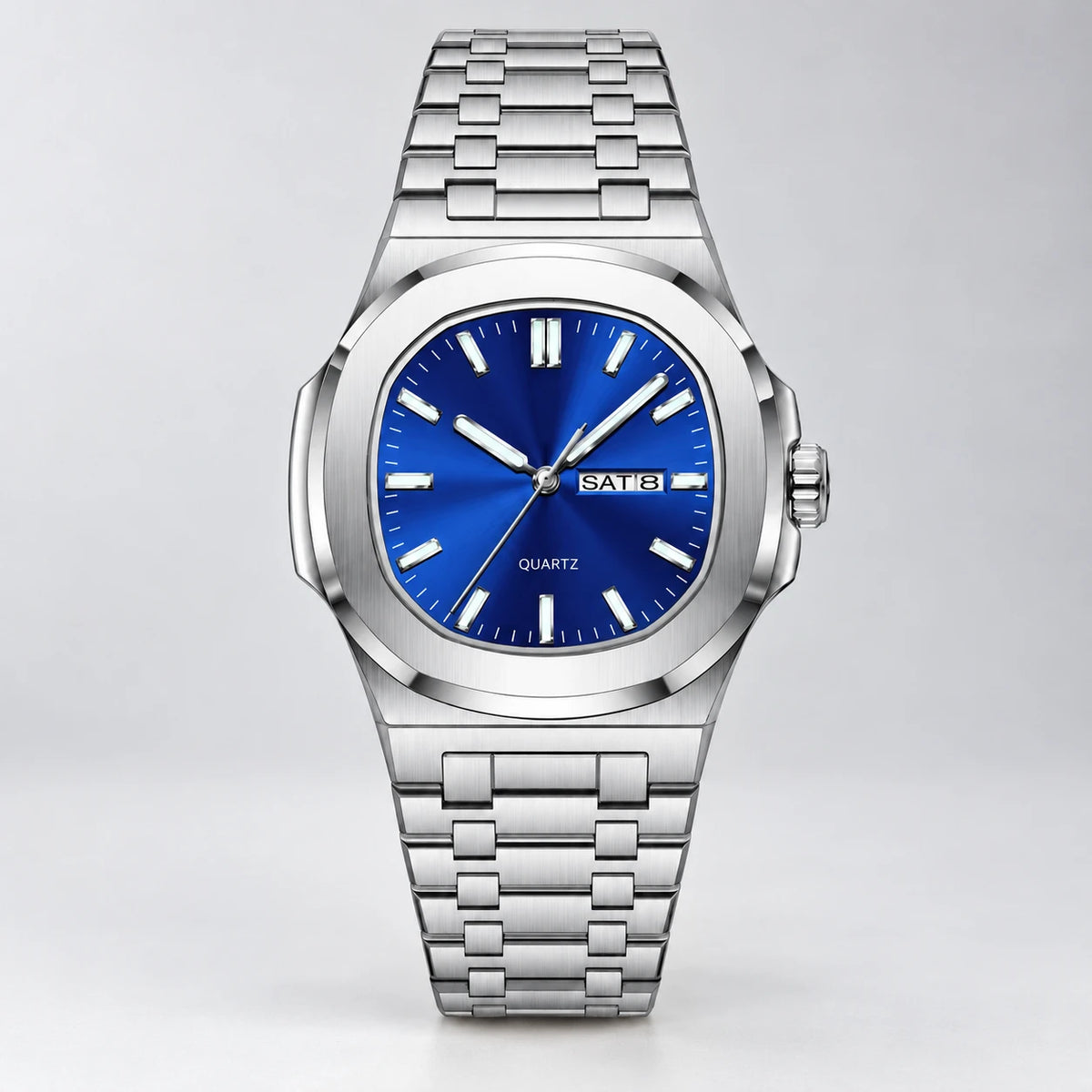 Aurelle Crystal on pale grey studio background